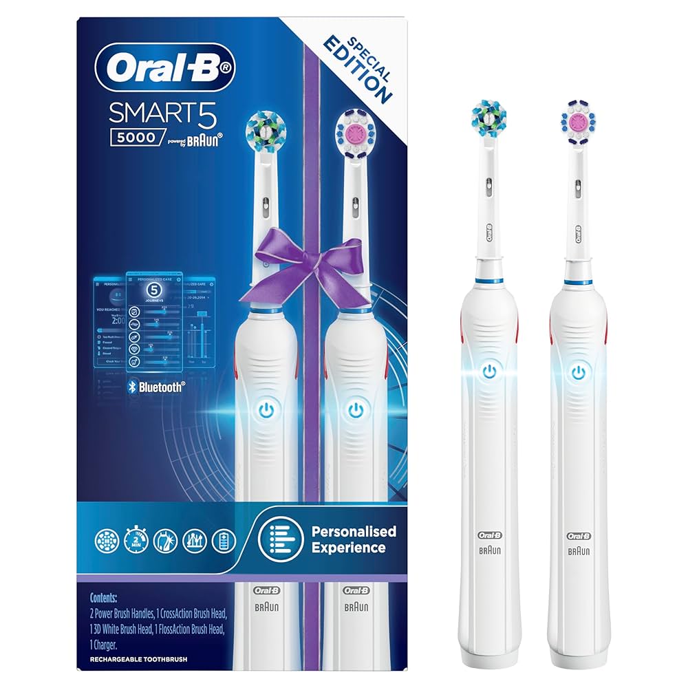 Oral-B Smart 5 5000 Electric Toothbrush (White) Dual Handle